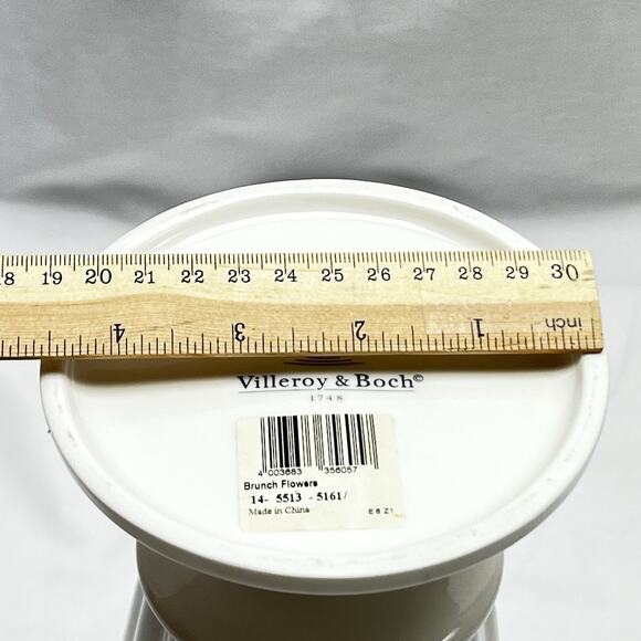 Villeroy & Boch Summer Flowers Footed Ivory Fluted Ceramic Vase 10" HTF - Picture 10 of 10